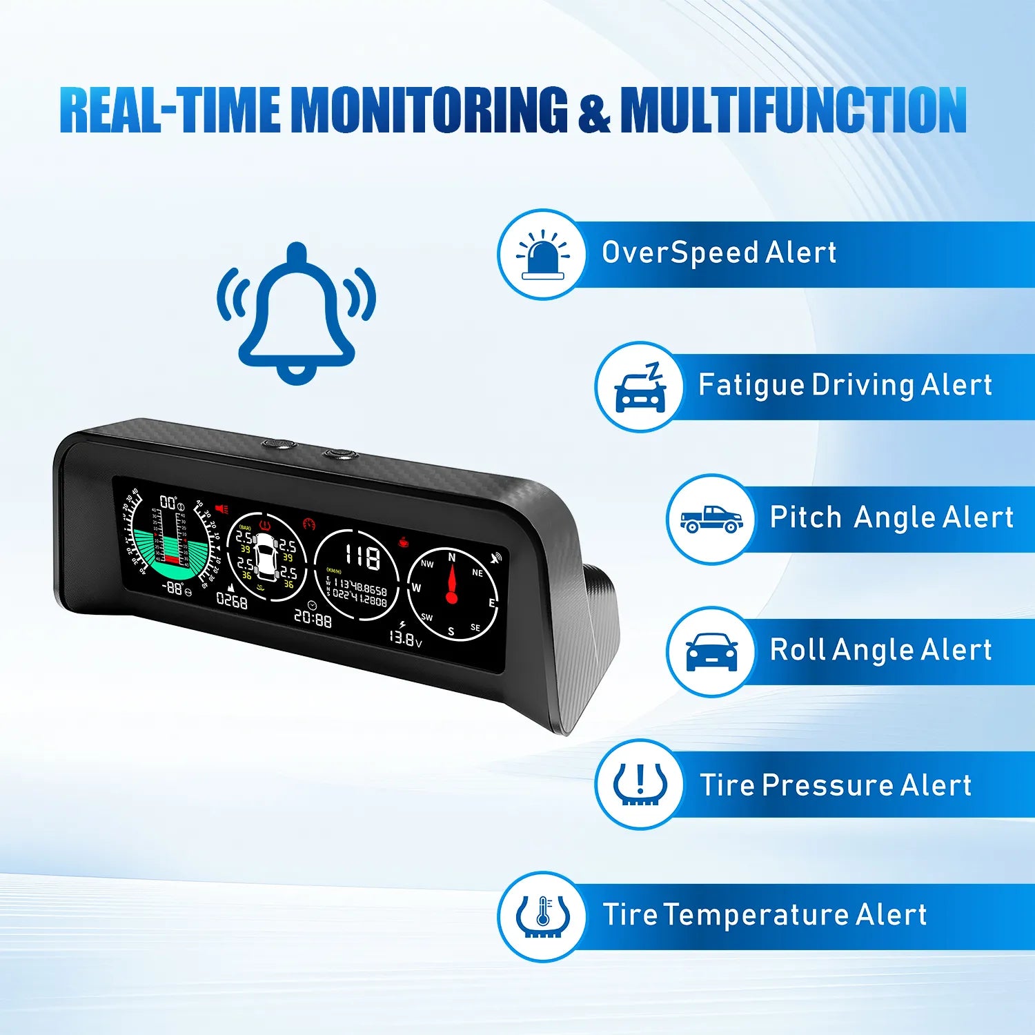 X91 Off-Road TPMS & Inclinometer – Tire Pressure, GPS Speed & Slope Meter All-in-One