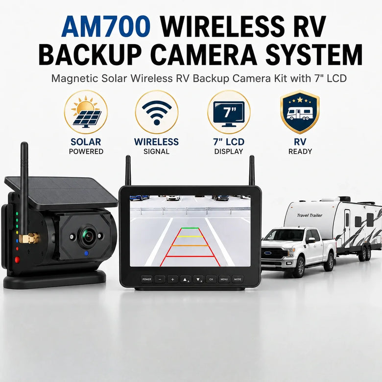 AM700 Magnetic Solar RV Backup Camera System – 7-Inch Wireless Monitor
