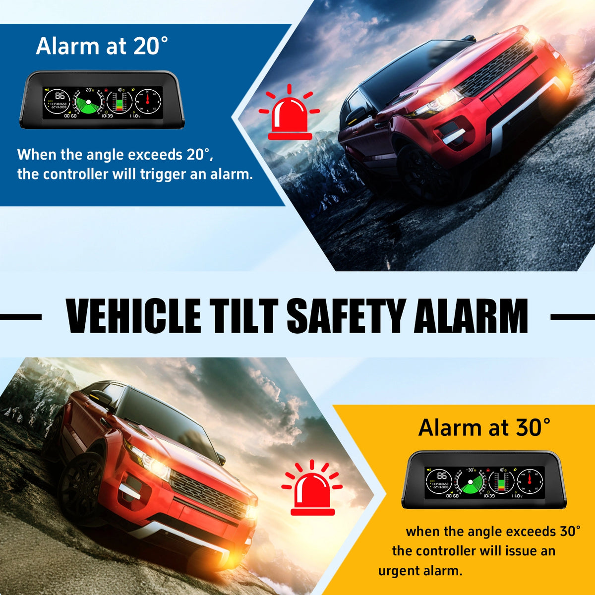 X90 Off-Road Inclinometer – GPS Speed, Pitch & Roll Angle Display for 4×4 Off-Road Vehicles