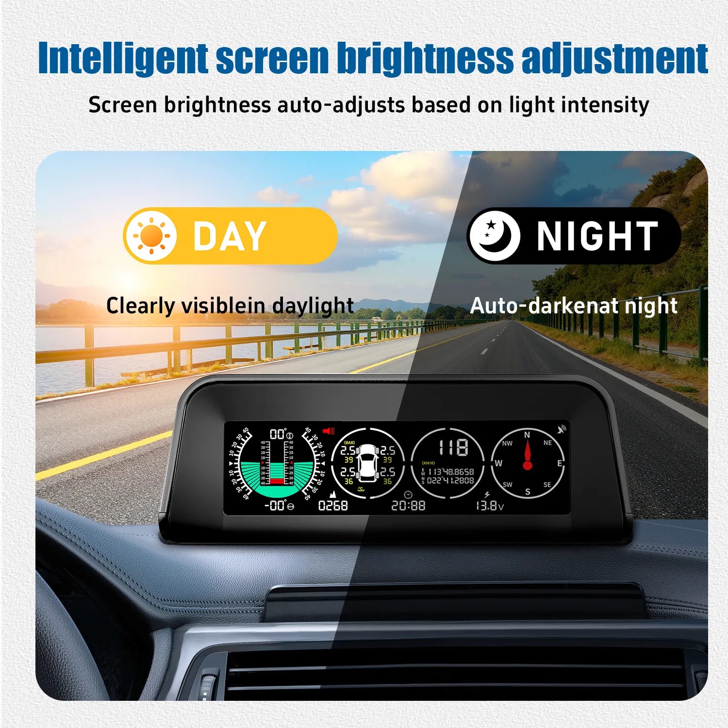 X91 Off-Road TPMS & Inclinometer – Tire Pressure, GPS Speed & Slope Meter All-in-One