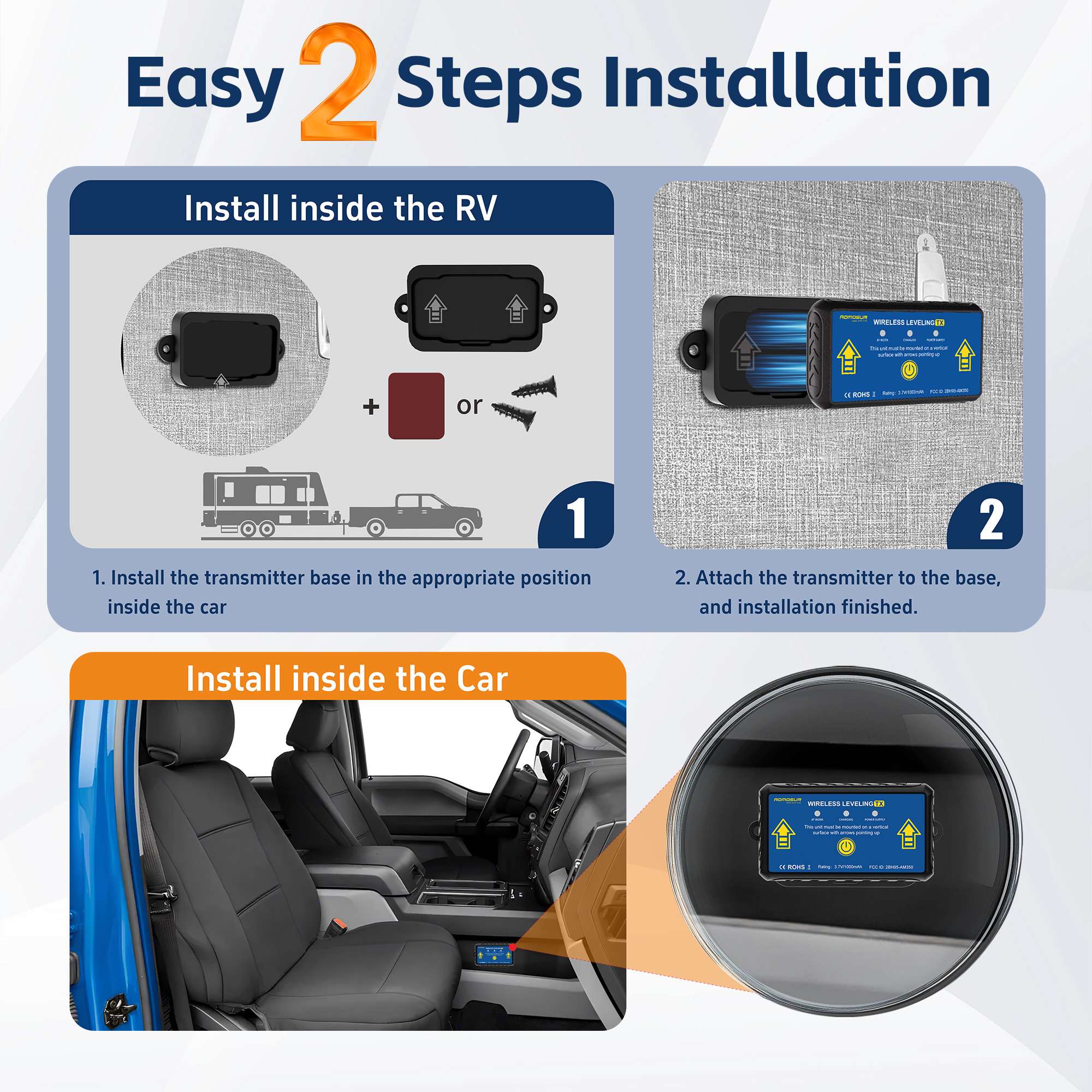 AM350 PRO 2-in-1 Wireless RV Leveling System & Off-Road Inclinometer