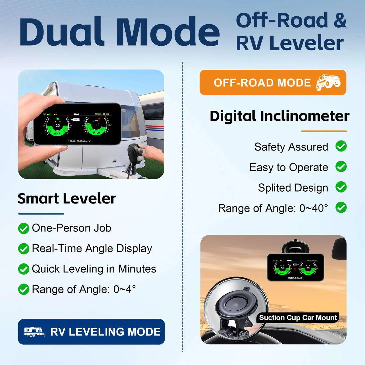 AM350 PRO 2-in-1 Wireless RV Leveling System & Off-Road Inclinometer