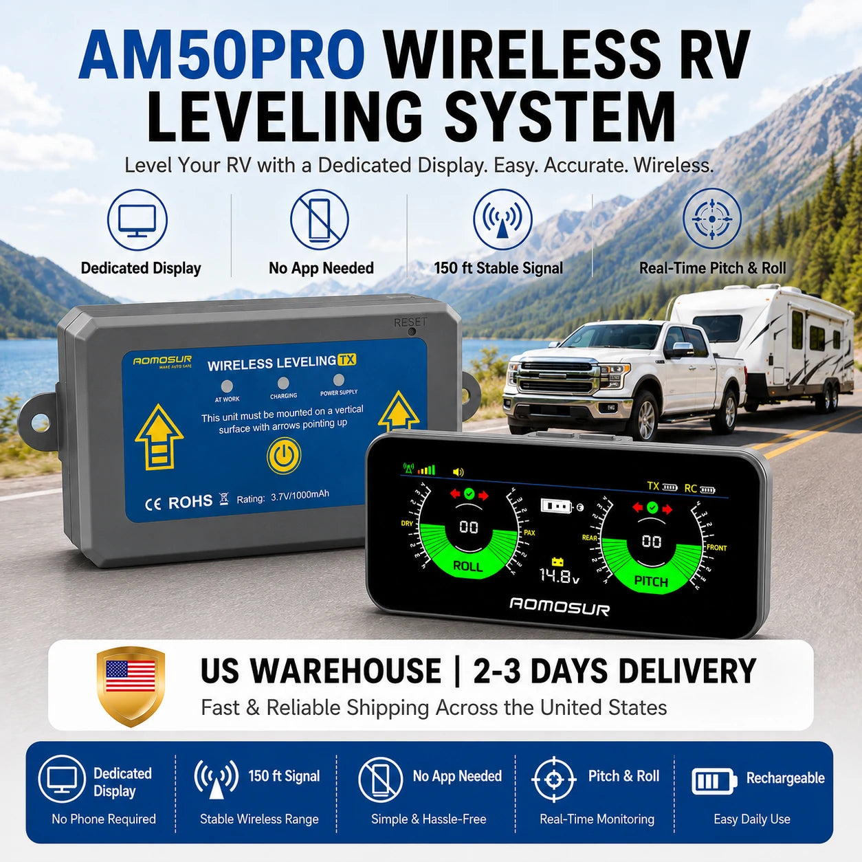 AM50PRO Wireless RV Leveling System