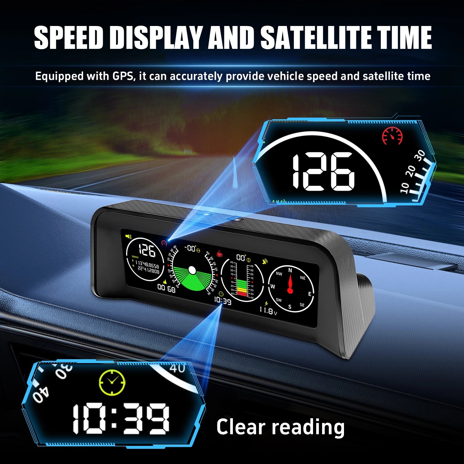 X90 Off-Road Inclinometer – GPS Speed, Pitch & Roll Angle Display for 4×4 Off-Road Vehicles