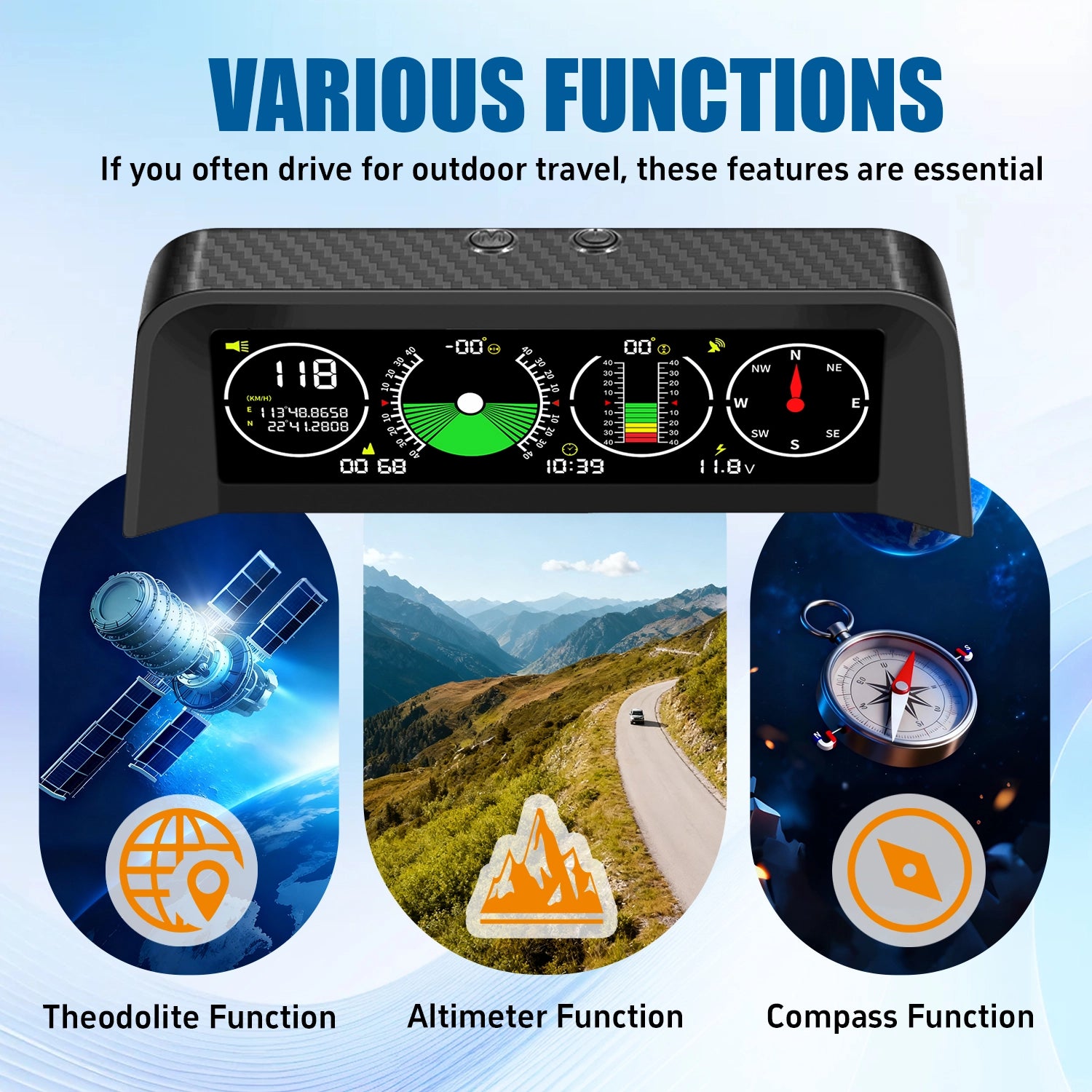 X90 Off-Road Inclinometer – GPS Speed, Pitch & Roll Angle Display for 4×4 Off-Road Vehicles