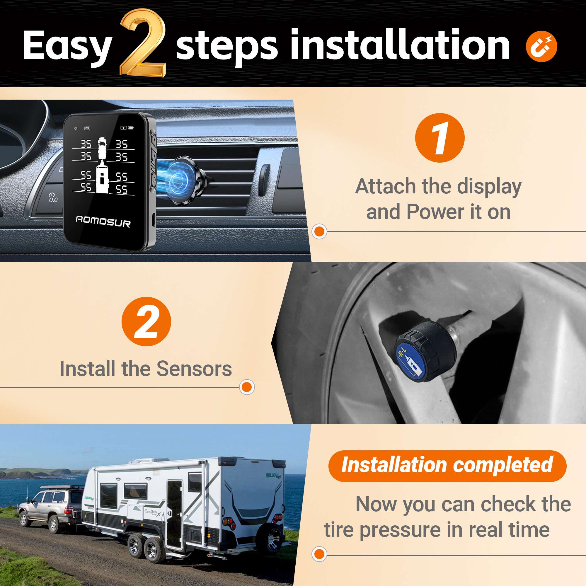 AM100 Wireless RV TPMS, 0-108 PSI