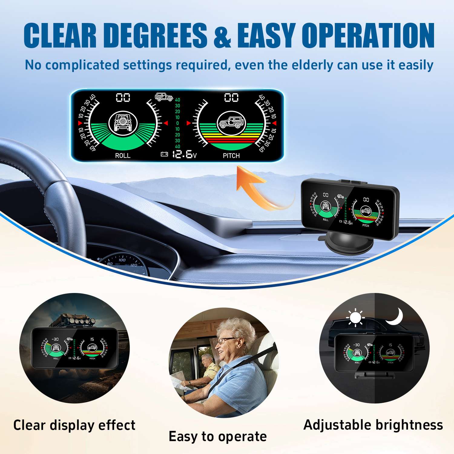 M50 Dual-Mode RV & 4×4 Leveling Inclinometer