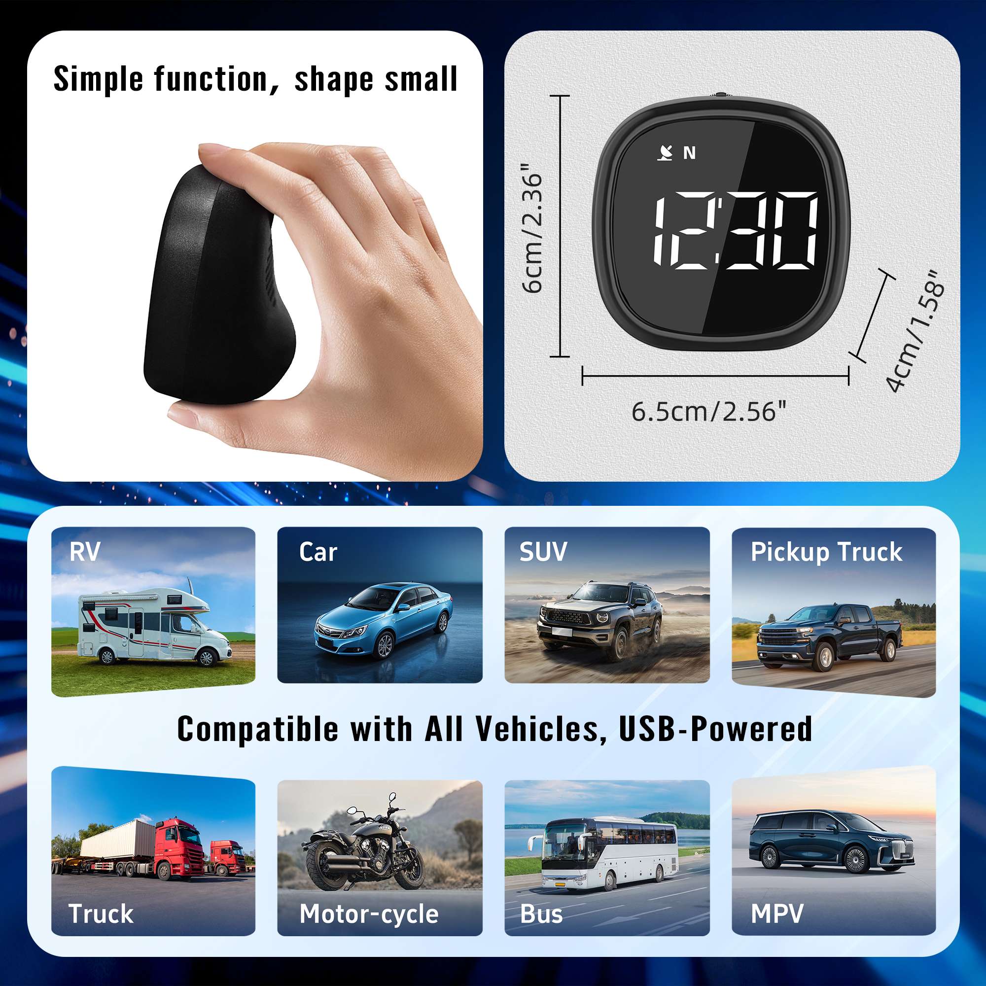 M30-GPS Speedometer MPH for Cars with Digital Speed Display