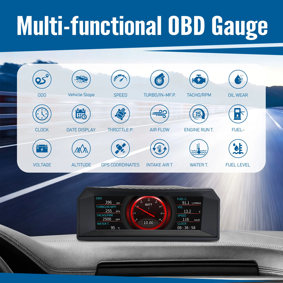X300 OBD 3-in-1 Multifunctional Vehicle Gauge with GPS