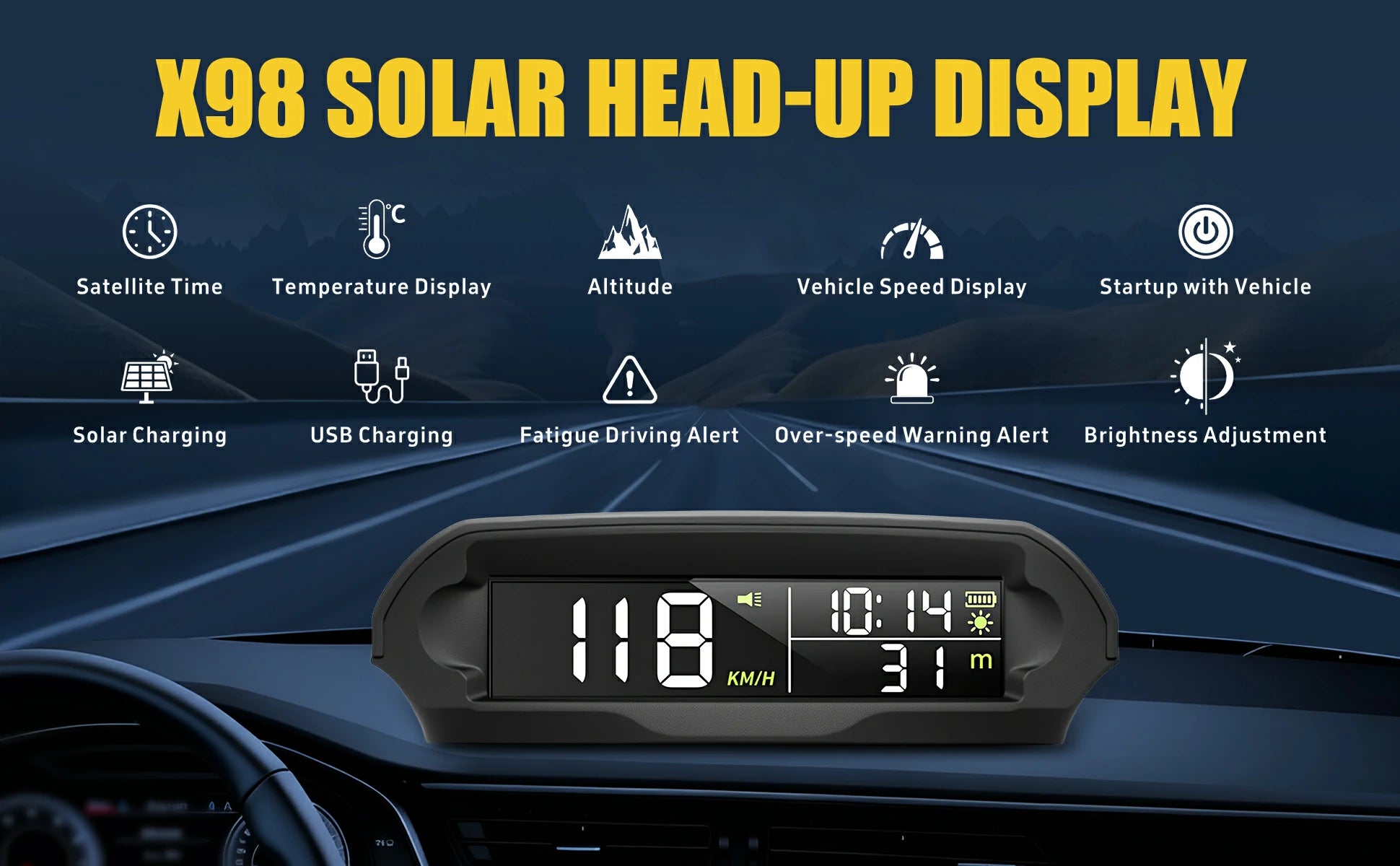 X98-GPS Speedometer MPH Digital Dashboard Display for Cars