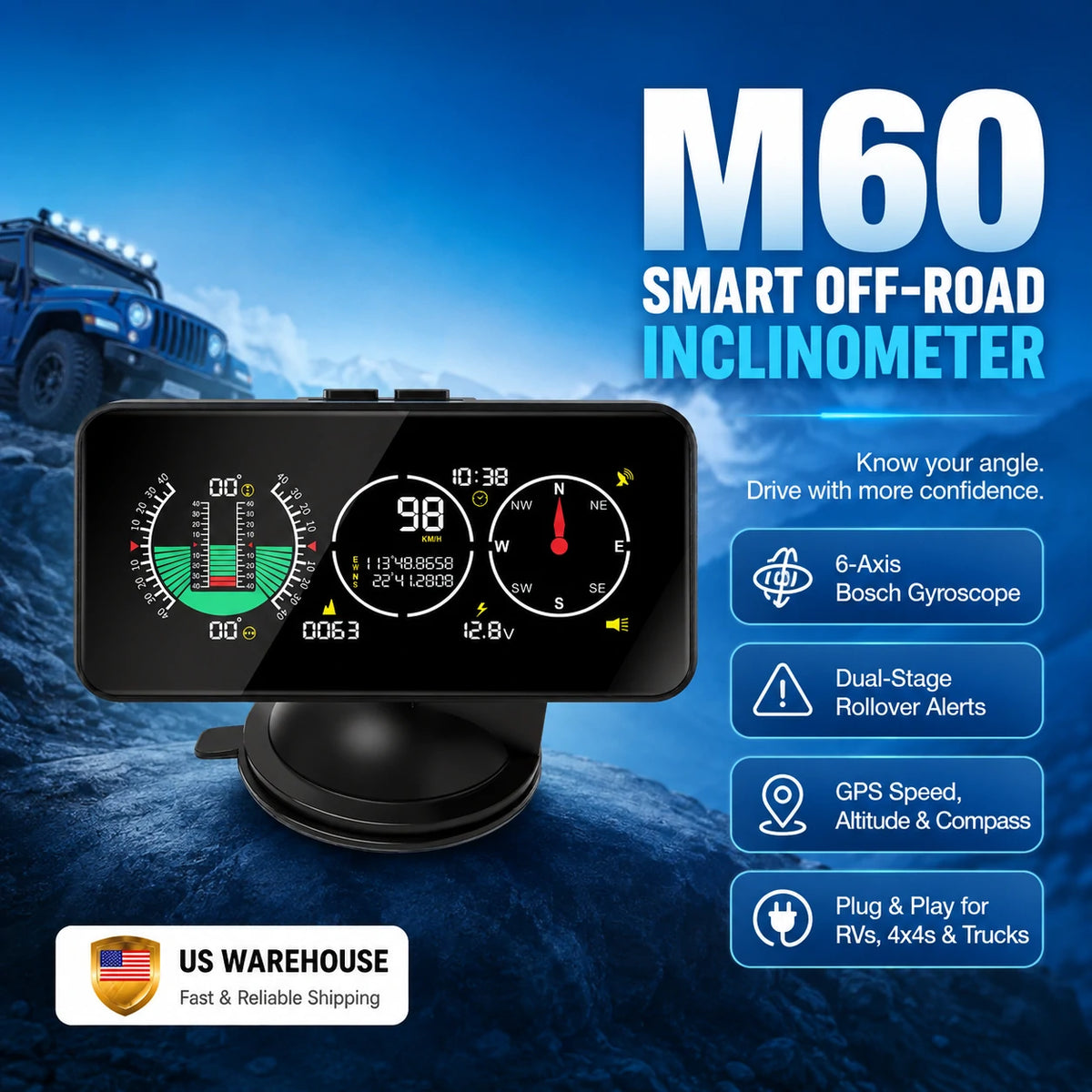 M60 Enhanced Off-Road & RV Leveling Inclinometer